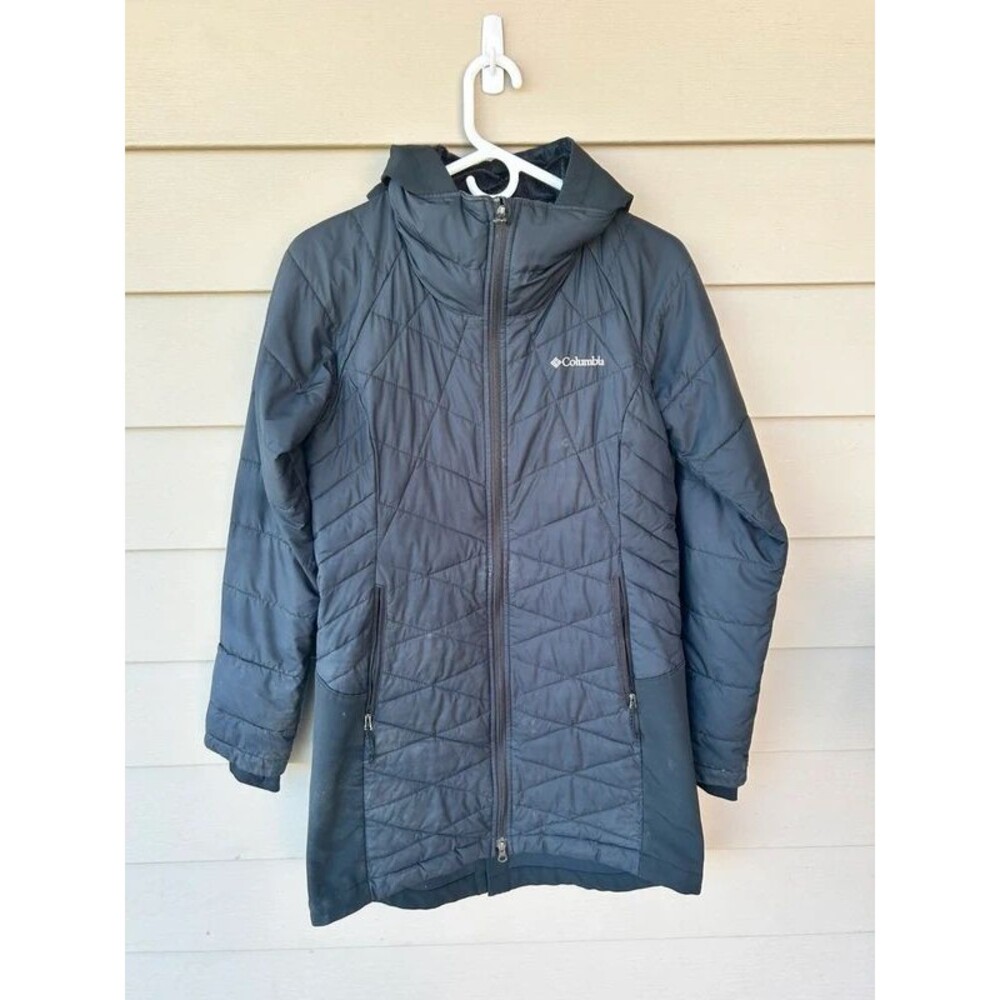 Columbia Women's Black Heavenly Long Hooded Jacket Size S Omni-Heat
